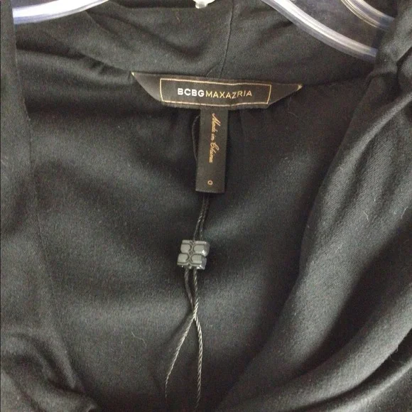 BCBGMaxazria | Black Gray Jersey Knit Chevron Cowl Neck Sheath Dress 0 - Picture 5 of 8